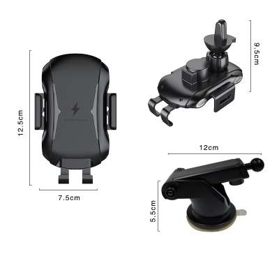 Free shipping Automatic Dashboard Mount Suction Cup Air Vent Car Clip Smart Phone Holder 10W Fast Wireless Charger