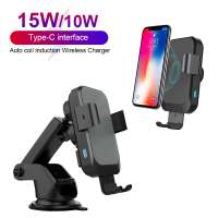 Automatic Clamping Gravity Qi Wireless Car Charger Mount 15W Fast Charging Phone Holder Smart Sensor Charger for Samsung iPhone