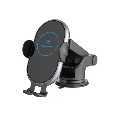 Low price black 10w qi wireless car charger mount phone holder